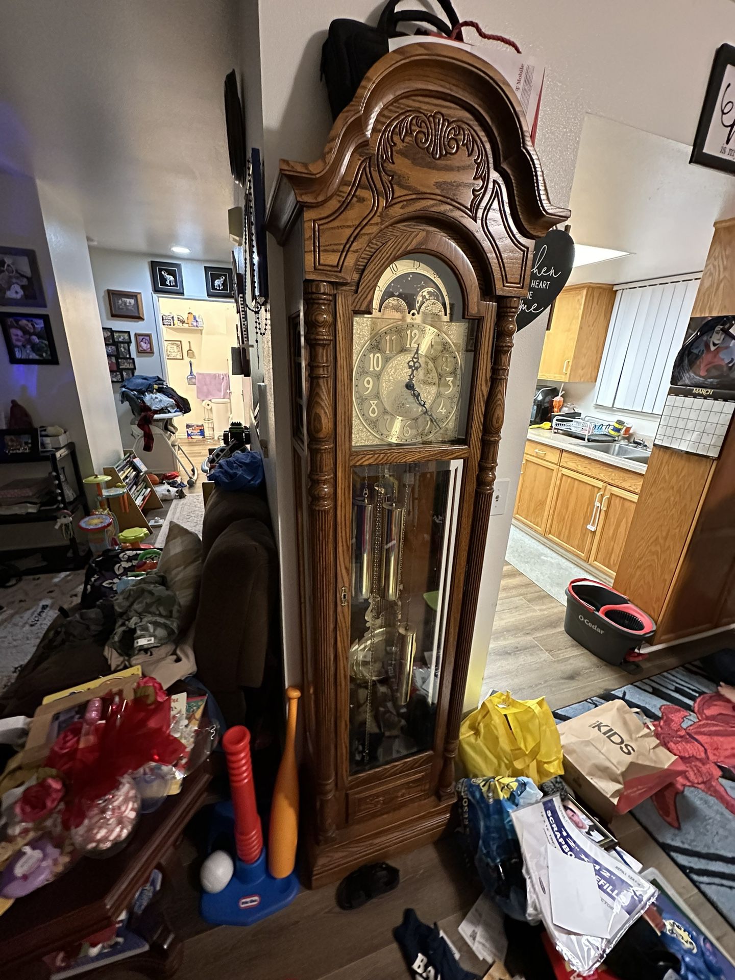 antique howard miller grandfather clock in excellent mechanical and working condition 