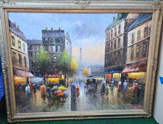Paris Painting (55 in x 43.5 in) (Need Gone ASAP)