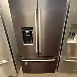 Kitchen Aide Stainless Brown Steel Three Door Refrigerator