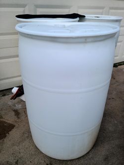 55 gallon plastic barrels and 30 gallon