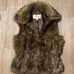 Y2K Vintage Brown Faux Fur Vest