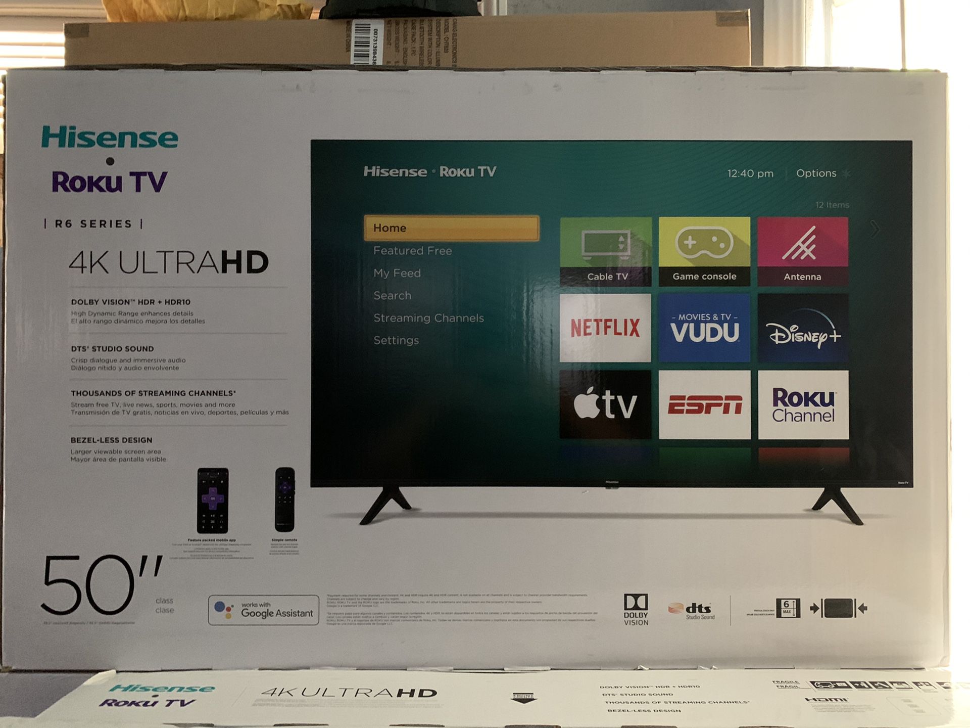 Brand new 50 inch hisense roku 4K smart tv