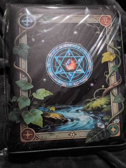 Card Binder Featuring a Distinctive Blue Elemental. Ring Binder with Zipper , 50 removable pages, Holds 900 cards, 9 Pockets. OSTENBIG. New