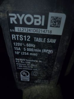 Ryobi table saw