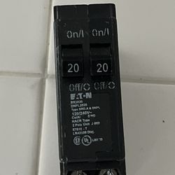 NEW Eaton BR2020 20 Amp Double Pole 240V Plug-In Standard Trip Circuit Breaker