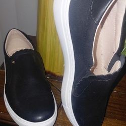 Kate Spade Black Leather Slip On Sneakers Size 7s