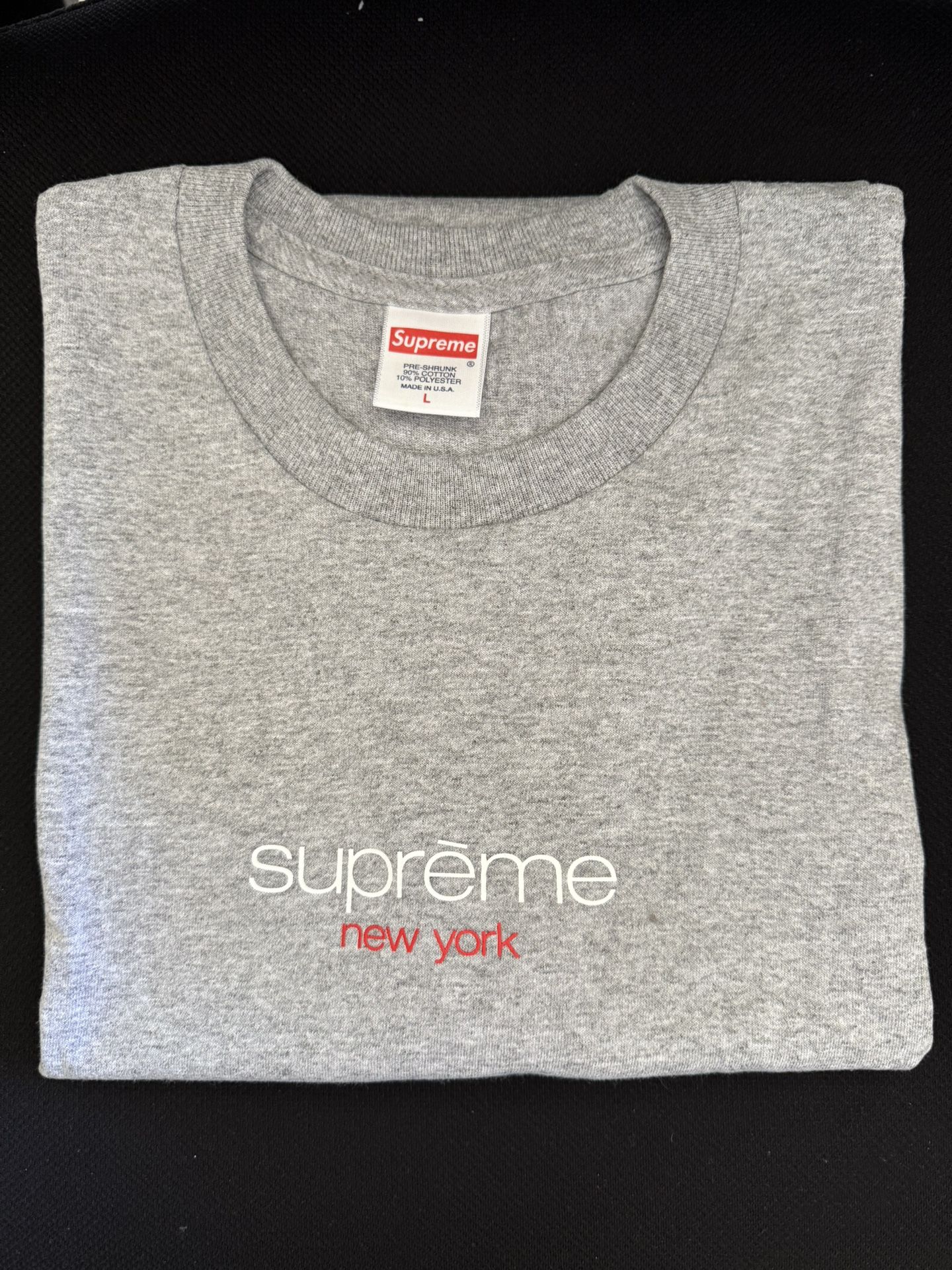 Supreme Classic Logo Heather Gray T-Shirt Size L