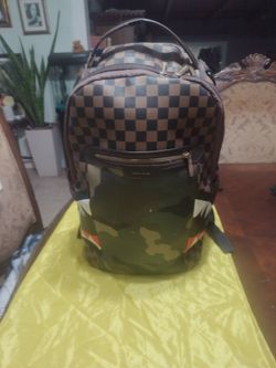 Checkered and Camo Print Backpack