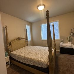 Queen Wood Bed Frame W/ Free Mattress 