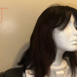 Realistic Wig – Dark Brown – Medium Straight with Bangs 
