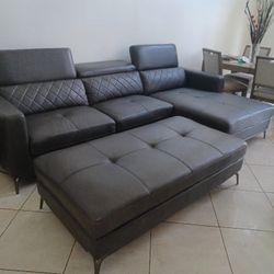 Sectional Couch Gray With Storage Space 