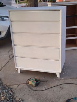 Solid wood freshly sanded and painted 5 drawer dresser stand