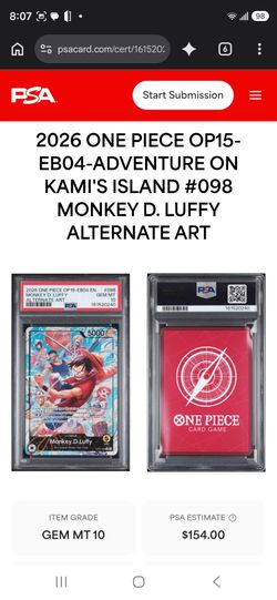 Monkey d Luffy OP15-EB04 kami island psa 10