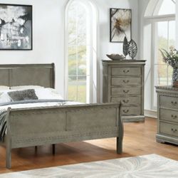Louis Philip Gray Sleigh Bedroom Set

