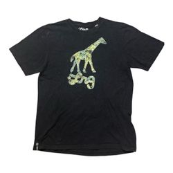 LRG Black Short Sleeve Tee with 420 Giraffe Graphic Size XL