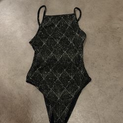 H&M Black Sparkly Pattern Bodysuit