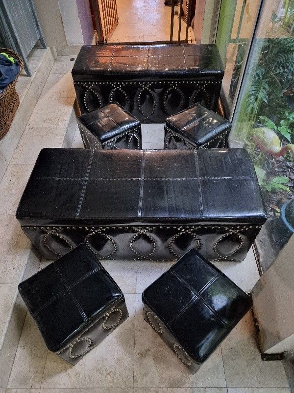 Patent Leather Footlocker Bench & Stool Sets