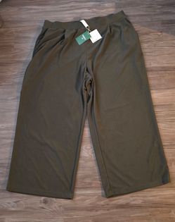 NWT Halara Flex Micro Waffle Wide Leg Work Pants Olive Green Plus Size 2X Regular