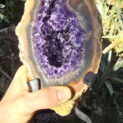 Amethyst Crystal Geode on Stand - Decor Minerals