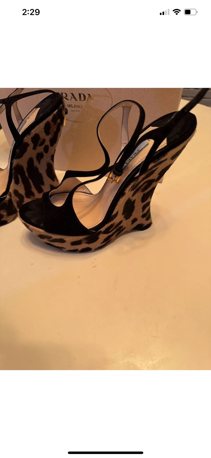 Authentic Prada 38.5 8 Or 8.5 Wedge Sandals Shoes