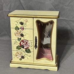 Gorgeous Vintage Arister Stand-up Jewelry Box Handpainted Necklace Spindle