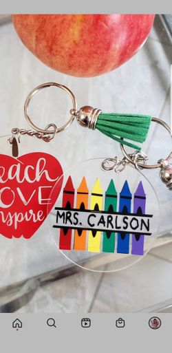 Personalized Teacher Keychain With Colorful Tassle