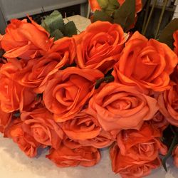 Artificial roses 60 pieces, long stem. Orange color. Realistic looking. Centerpieces bouquet
