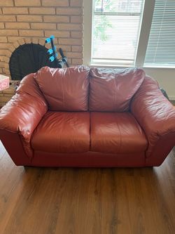 Red Leather Loveseat Sofa