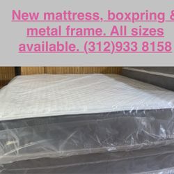 Mattress, Boxprings And Metal Frame. All Sizes Available. Good Quality Affordable Prices. twin At $99. Hablamos Espanol.