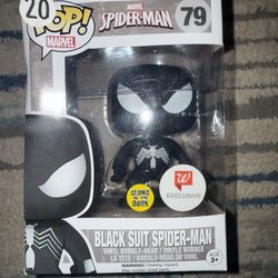 FUNKO POP! Marvel Black Suit Spider-Man #79 (Walgreens Exclusive, Glows In Dark)