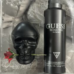 Brand New Open Box Ed Hardy Skulls and Roses 🌹 3.4oz and Brand New GUESS Deo Body Spray 6oz
