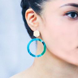 3 Pairs Of Acrylic Resin Hoop Stud Earrings Brand New
