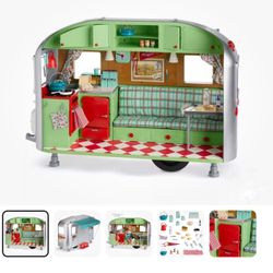 Great Christmas Present ! American Girl Air Stream  Camping Trailer Play Set 