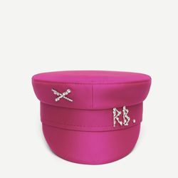 Crystal-embellished Satin Baker Boy Cap Size: XXL