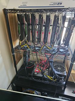 Crypto mining rig.. 7x GTX1070, 2 RTX 470 8GB