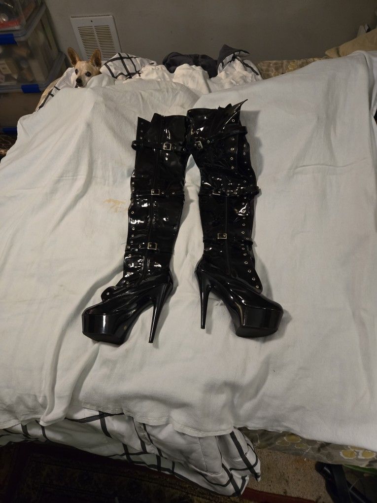 Thigh High Patent Leather Boots