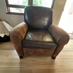 Large Leather And Suede Armchair