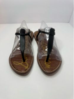 Sam Edelman Gigi Black Leather T-Strap Sandals Women's Size 7.5M