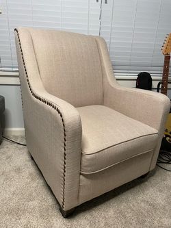Accent Sofa Arm Chair Tan Color with Studs