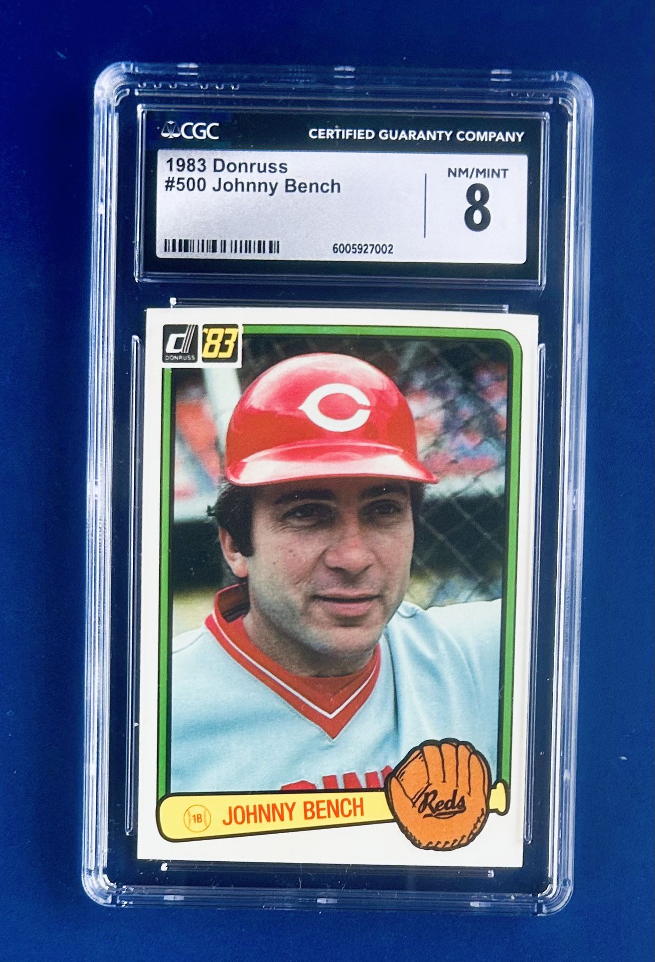 1983 Donruss Johnny Bench Baseball Card Graded CGC 8