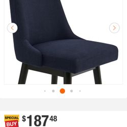 26 in. Maisie Insignia Blue High Back Wood Swivel Counter Stool with Fabric Seat #B35