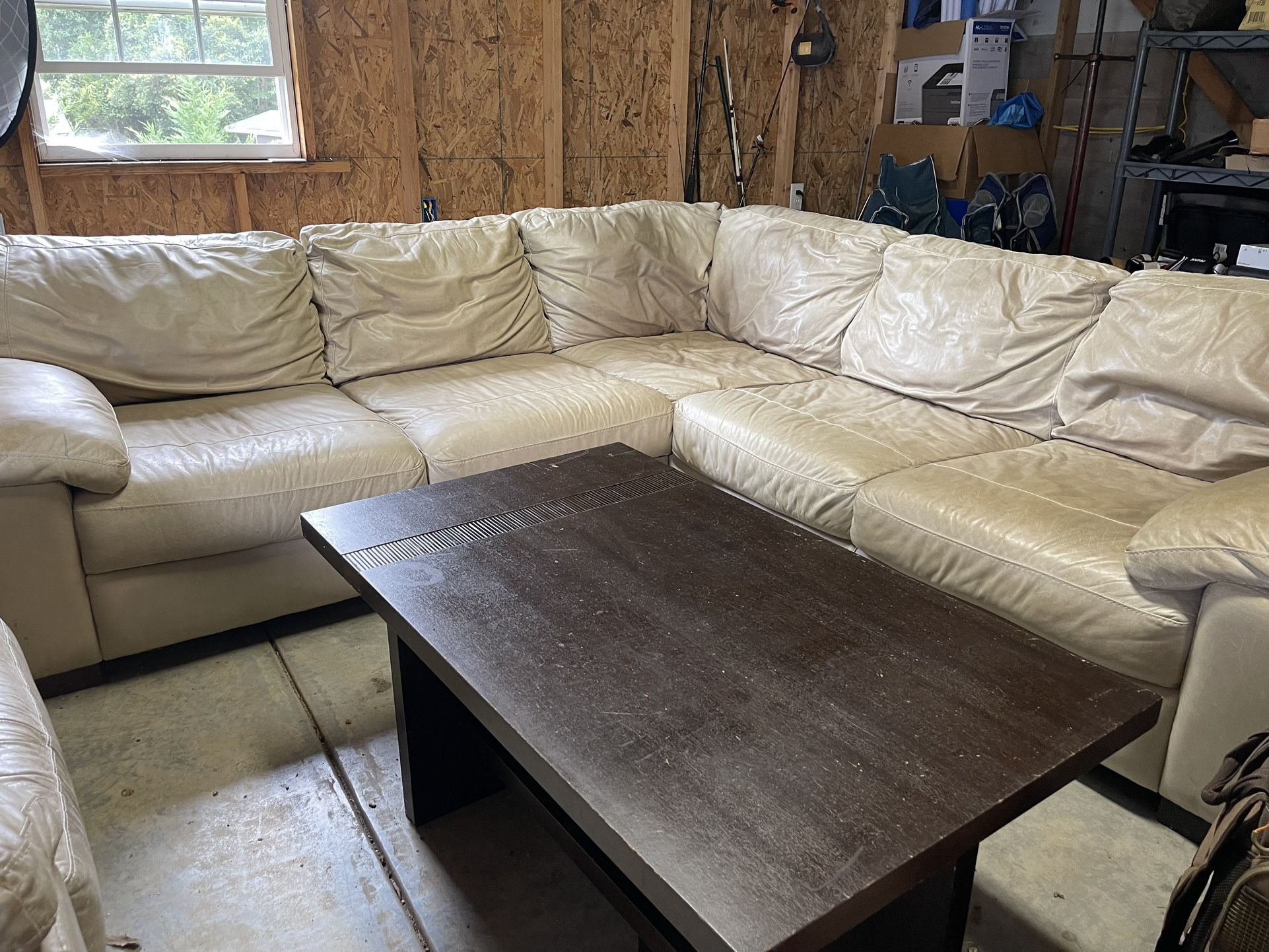 Leather Sectional And Arm Chair