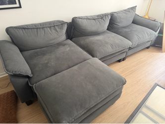 Large Gray Cloud Couch and Ottoman