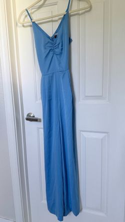 Womens blue satin jumpsuit