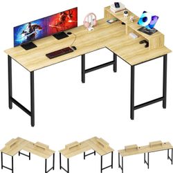 Brand new MINOSYS L Shaped Computer Desk - 58" Gaming Desk, Reversible Corner Desk, Home Office Writing Desk with Monitor Stand Shelf, Space-Saving Mo