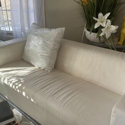 White leather sofa
