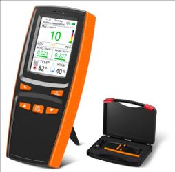 Monitor de calidad del aire, probador de calidad del aire interior para CO2, TVOC, formaldehído, PM1.0/2.5/10, temperatura y humedad, con alerta de CO