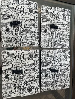 Set of 4 Printed Cultural Felt Pouches
