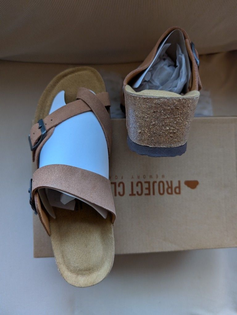 Project Cloud Wedge Leather Sandals Size 8 New