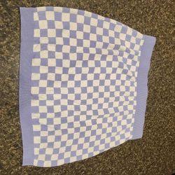 Girls XL 14-16 Art Class Periwinkle/white checkered knit skirt Lot 26